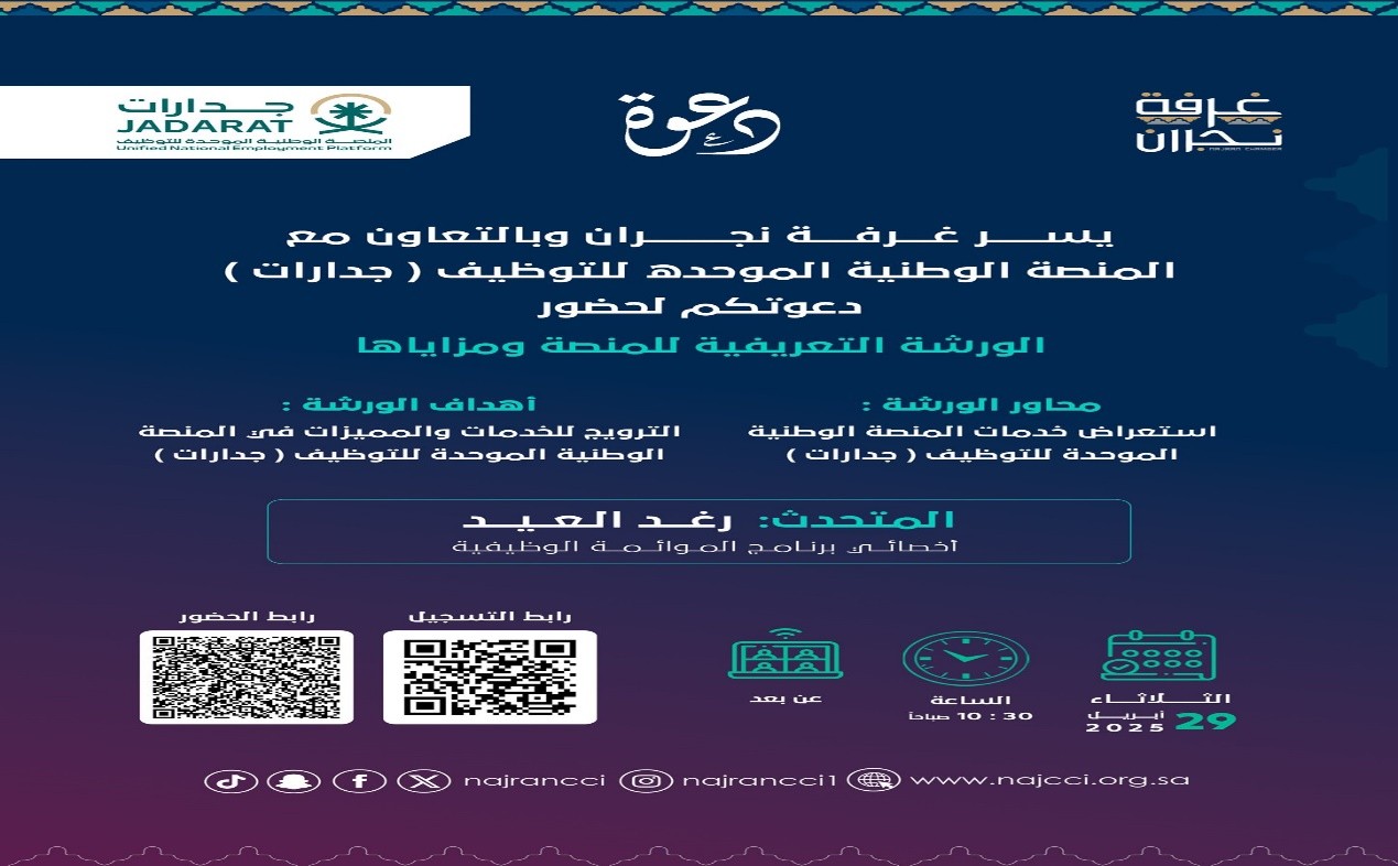 ورشة عمل بعنوان الورشة التعريفية للمنصة الوطنية الموحدة للتوظيف (جدارات)