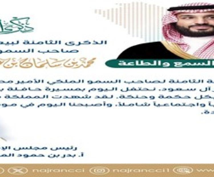 كلمة رئيس مجلس إدارة غرفة نجران أ. بدر بن حمود المعجل بمناسبة بيعة ولي العهد الثامنة لصاحب السمو الملكي الأمير محمد بن سلمان بن عبد العزيز"حفظه الله ورعاه".